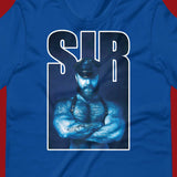 Sir Bear shirt true royal flat closeup - backroomgear - your LGBTQI Gay Kink Apparel Store