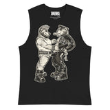 Bears of Backroom Leather & Punk Bear Muscle Tank – front view, black unisex muscle tank