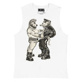 Bears of Backroom Leather & Punk Bear Muscle Tank – front view, white unisex muscle tank