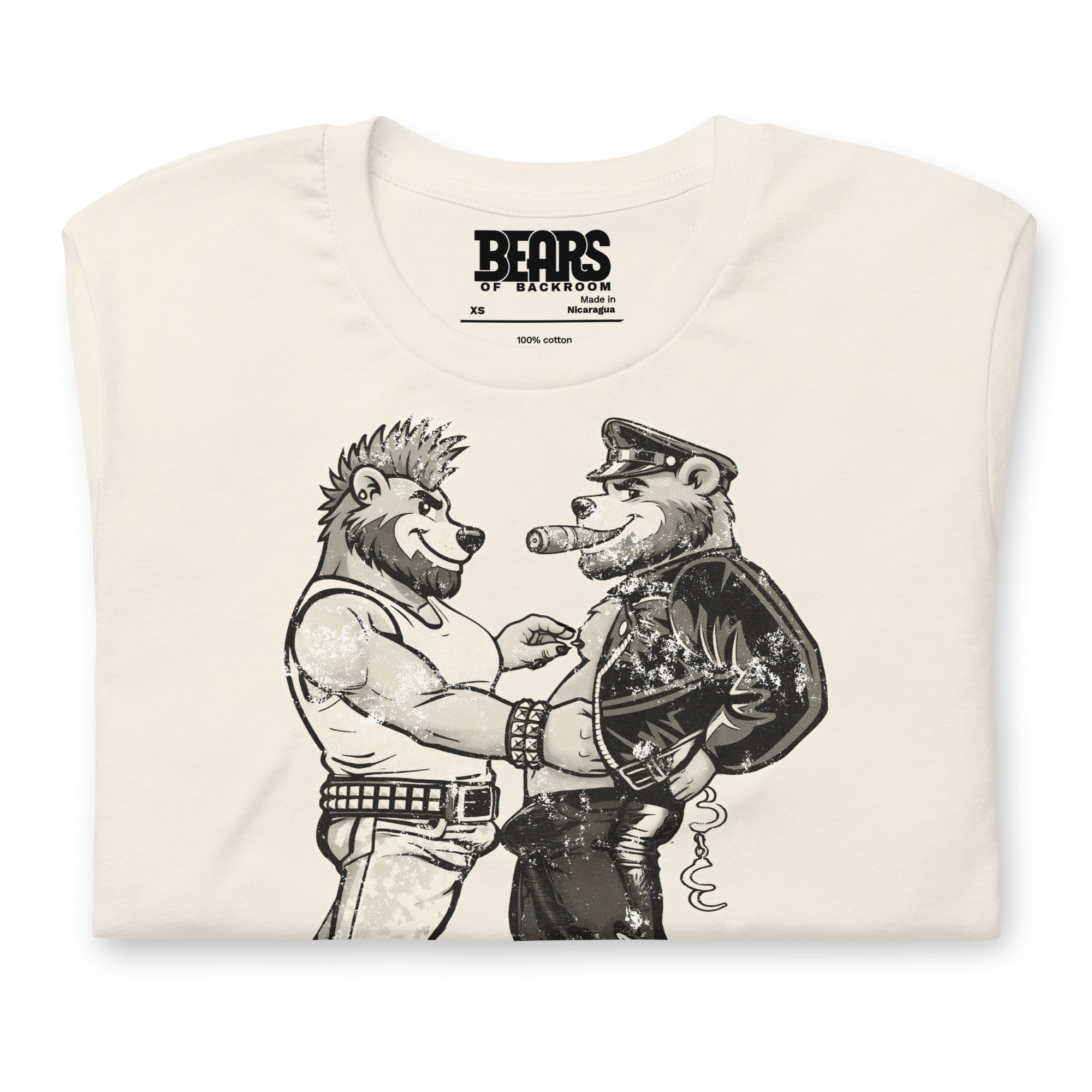 Bears of Backroom Leather & Punk Bear Tee – alternate front view, vintage white t-shirt