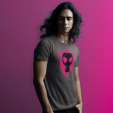 man wearing Gas-Mask-Logo-shirt asphalt - backroomgear - your LGBTQI Gay Kink Apparel Store