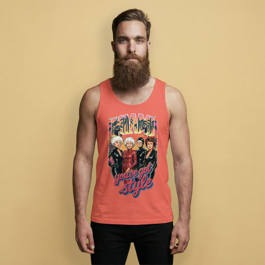 Golden Girls in Rubber Tank Top – Miami Latex Kink Fetish Tee