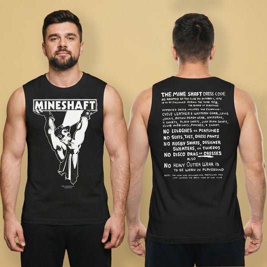 Mineshaft NYC Muscle Tank – Vintage Gay Leather Bar Graphic