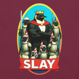 SLAY Kingdom Penguin Protest Tee – Anti-Tariff Political Humor T-Shirt