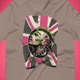 Pebble gray t-shirt with a homosexual punk pink and green graphic design - Queer Punk Anthem t-shirt - gay rebel graphic tee by BackRoomGear
