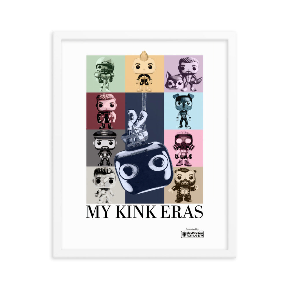 Kink Eras poster in white wooded frame - LGBTQ+ kink pride Eras Tour parody art print by BackRoom Gear