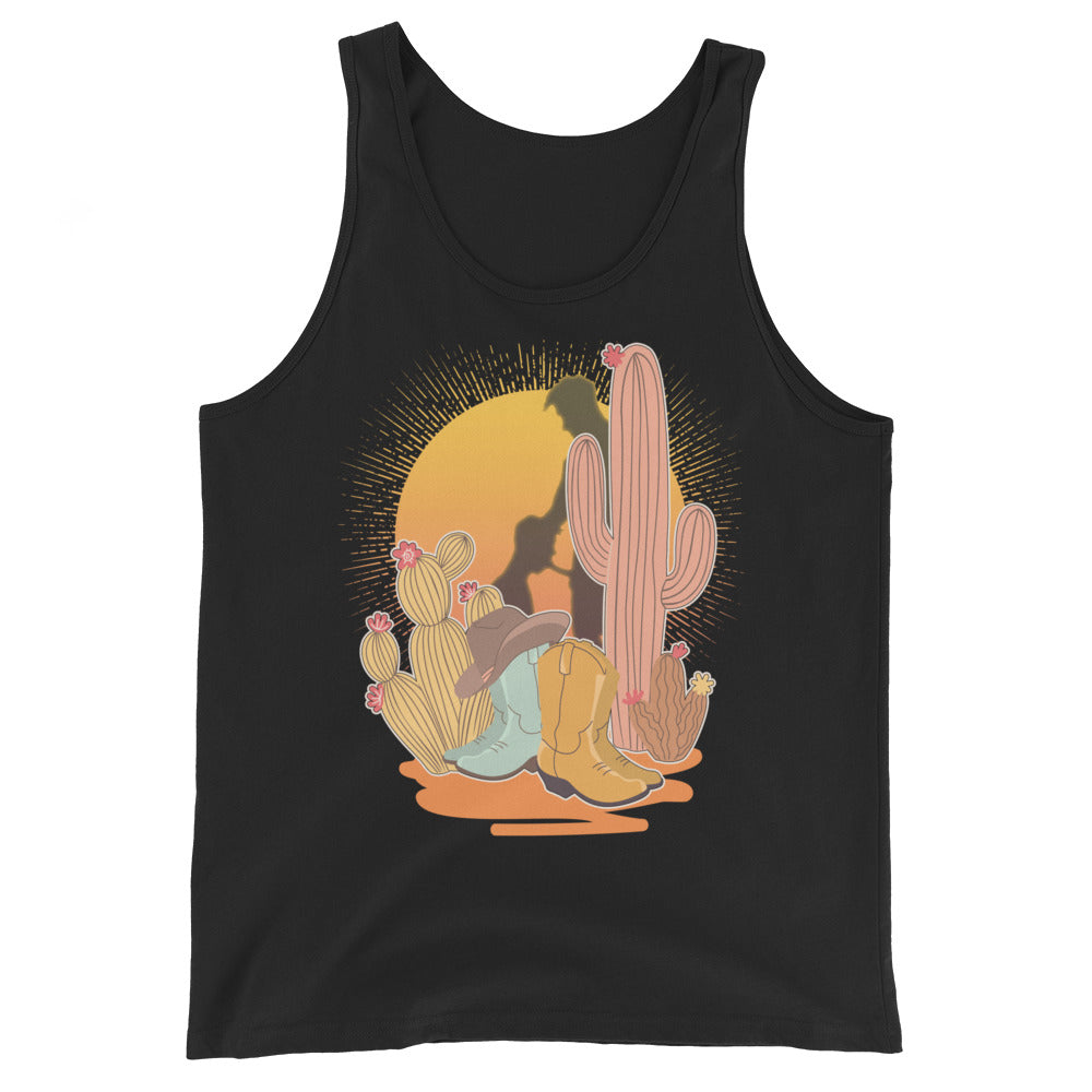 Vintage Brokeback Cowboy Sunset Tank | Western Gay Pride Tank Top