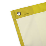 Close-up of the Piss Kink Pride Flag corner showcasing the yellow edge and grommet for easy hanging.