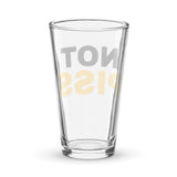 rear view of NOT PISS pint glass - watersports kink pride LGBTQ+ glass by BackRoomGear