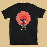 T-shirt in black featuring red rose pup design - pup play kink pride wear for US gay fisting community