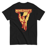 Black t-shirt with 'MINESHAFT' graphic design on a white background - Retro LGBTQ+ pride t-shirts US UK – Gay pride shirts collection – Made-to-order gay apparel