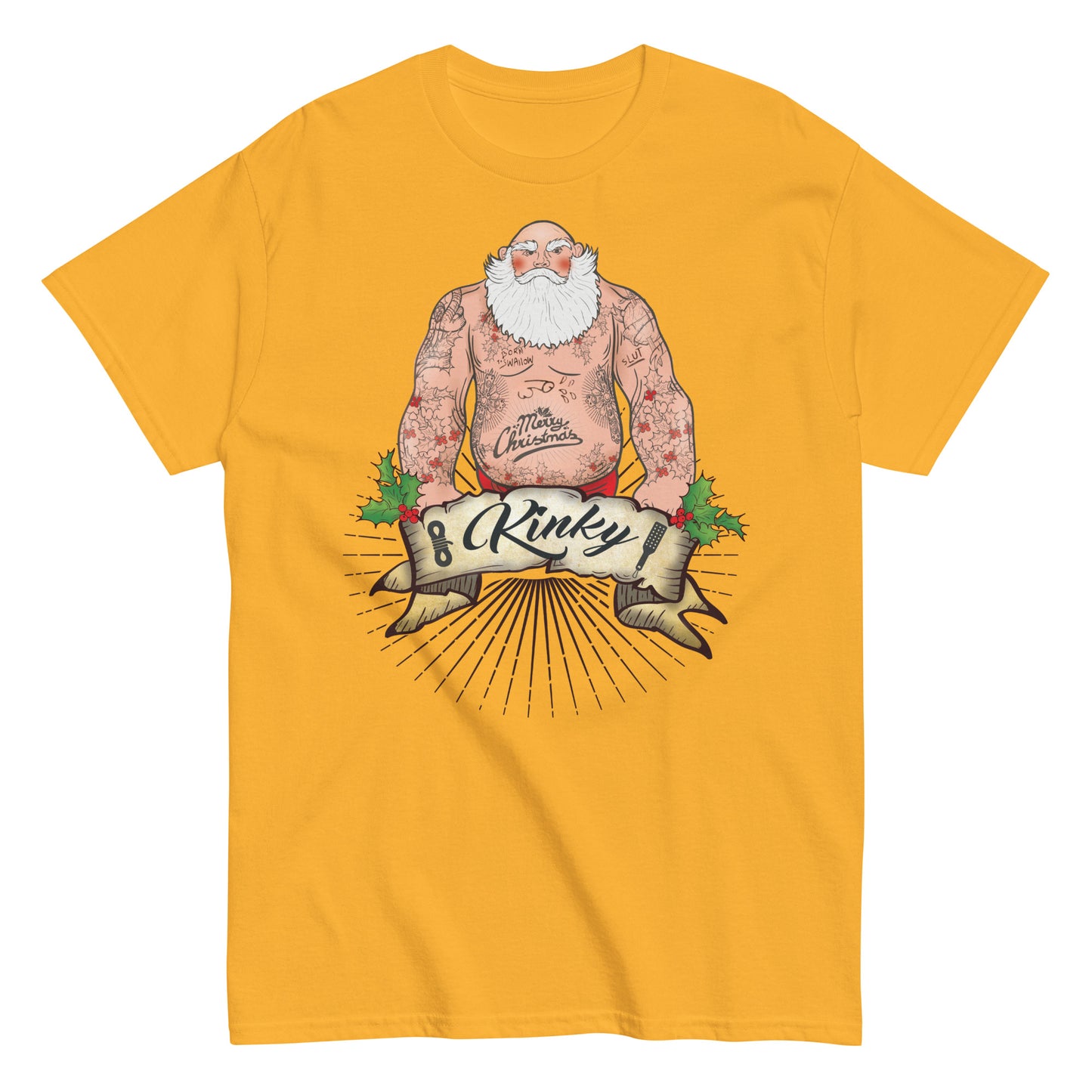 Kinky Santa Clause Christmas T-Shirt Funny Holiday Shirt Naughty Santa Design