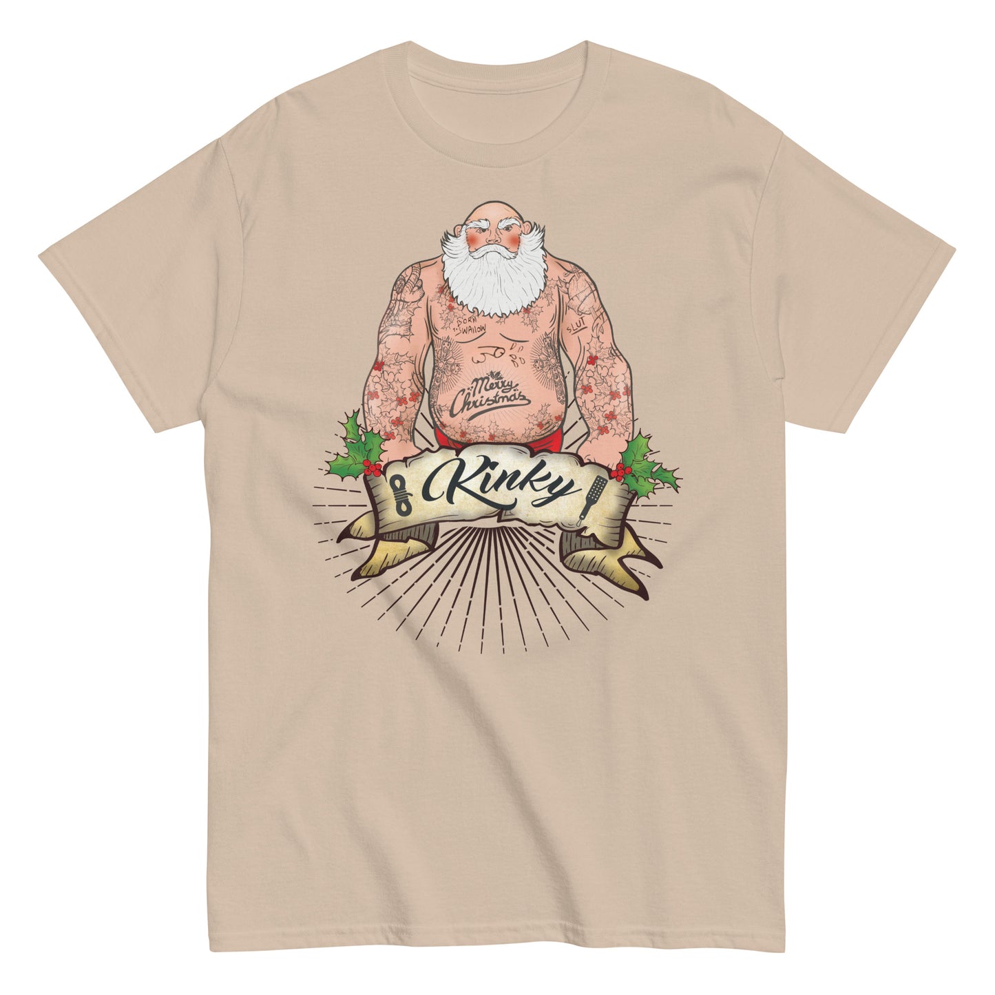 Kinky Santa Clause Christmas T-Shirt Funny Holiday Shirt Naughty Santa Design