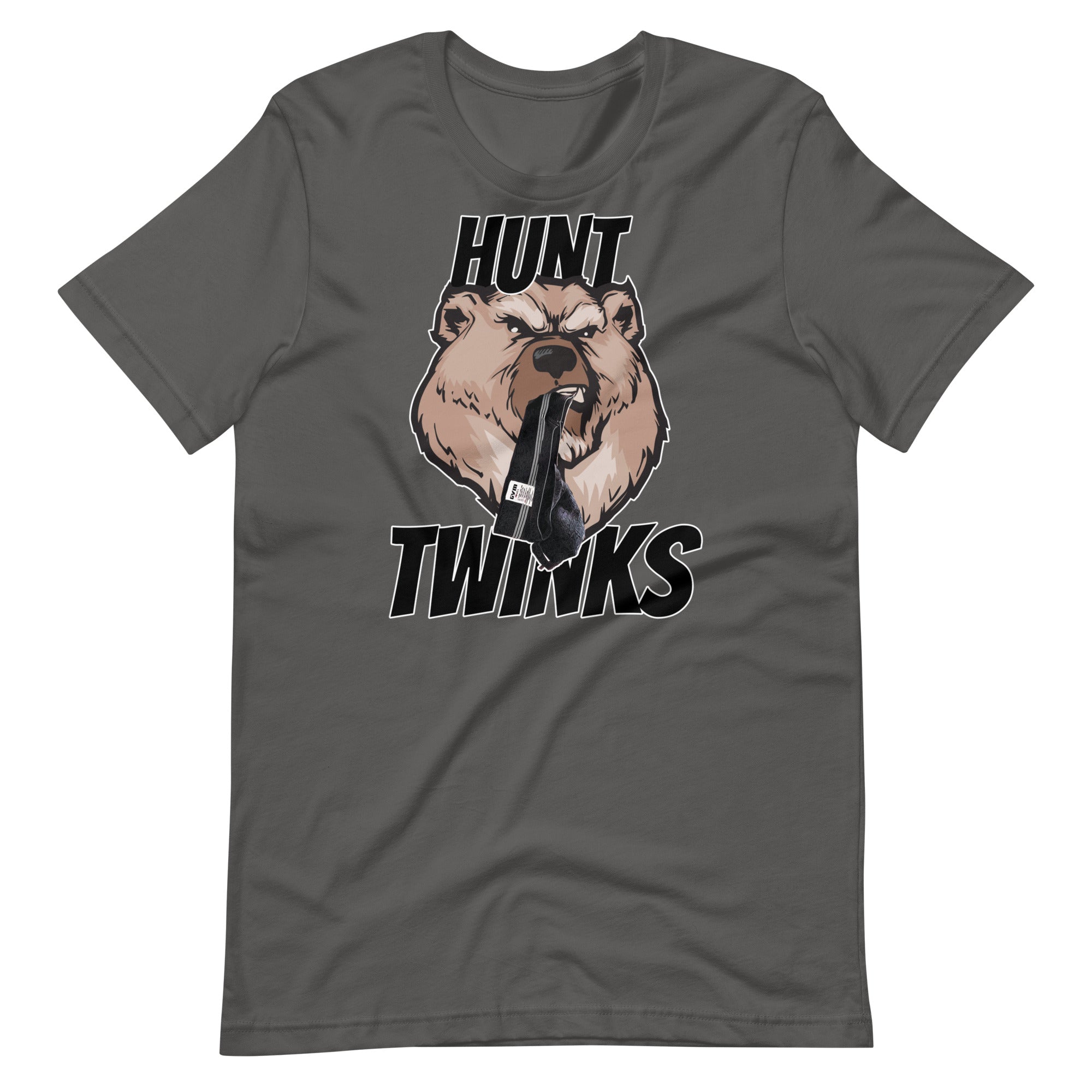 Gay bear tee Hunt Twinks grizzly design in asphalt grey
