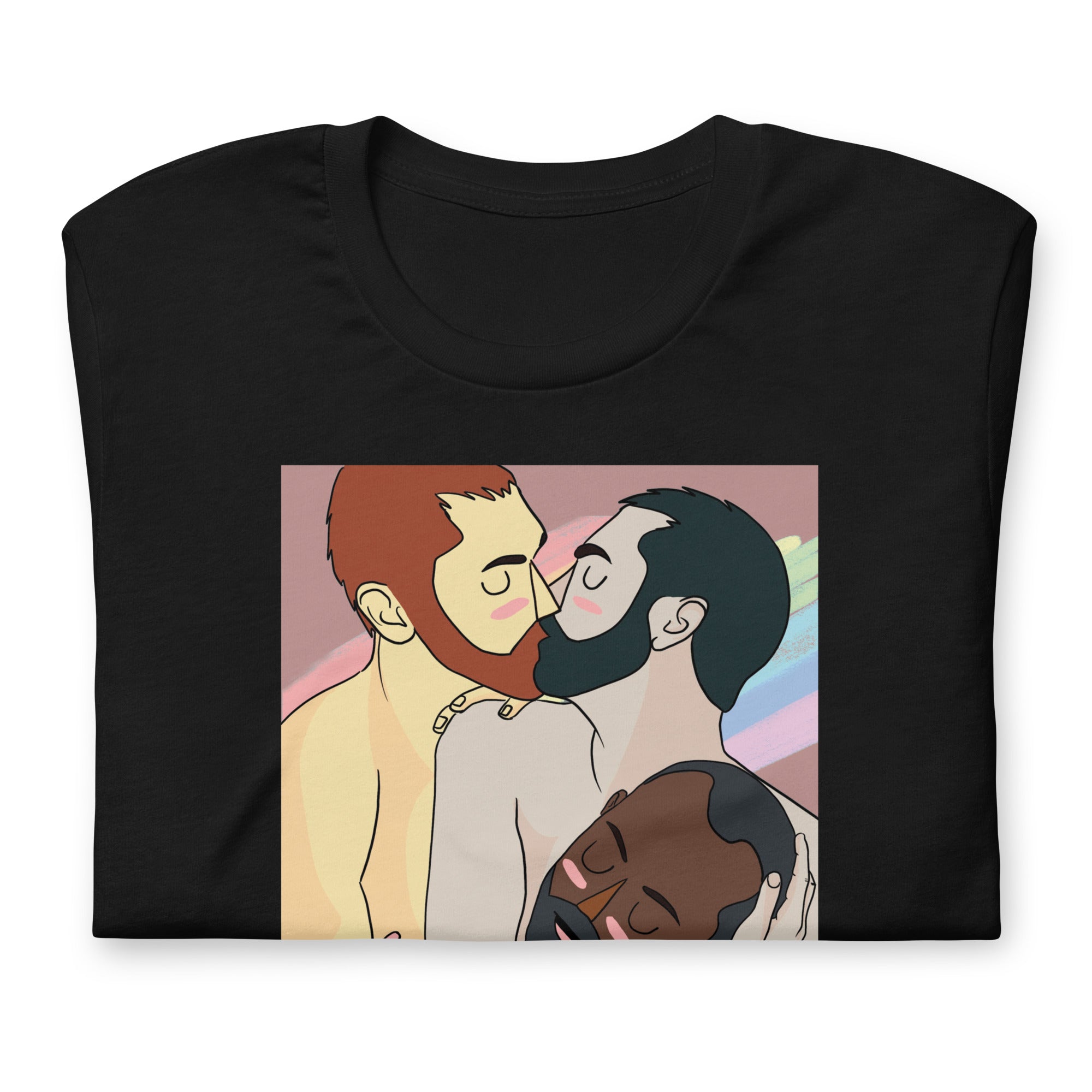 Folded Black Throuple Pride t-shirt - bold LGBTQ+ polyamory statement tee by BackRoom Gear - LGBTQ+ pride t-shirts US UK – Made-to-order LGBTQ clothing