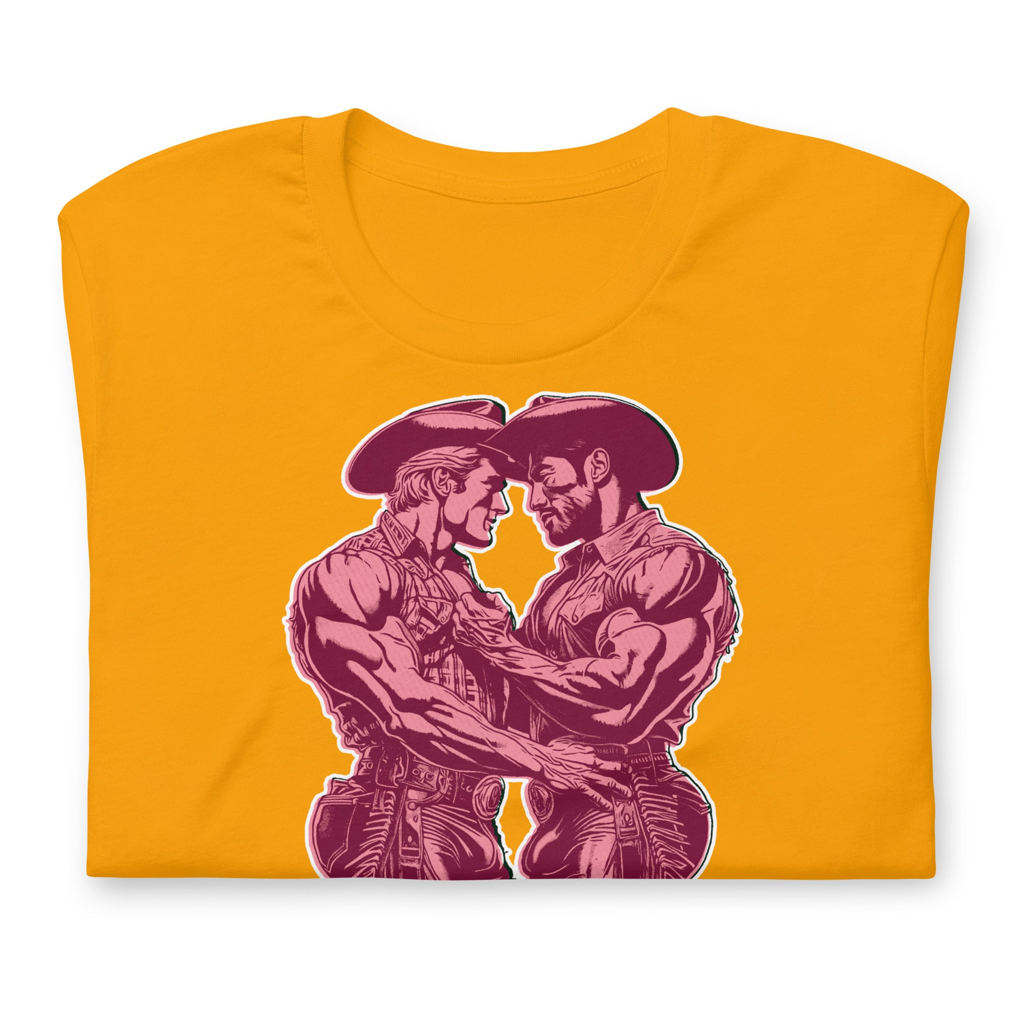 Pink-Cowboys-gold folded Shirt-backroomgear - your LGBTQI Gay Kink Apparel Store