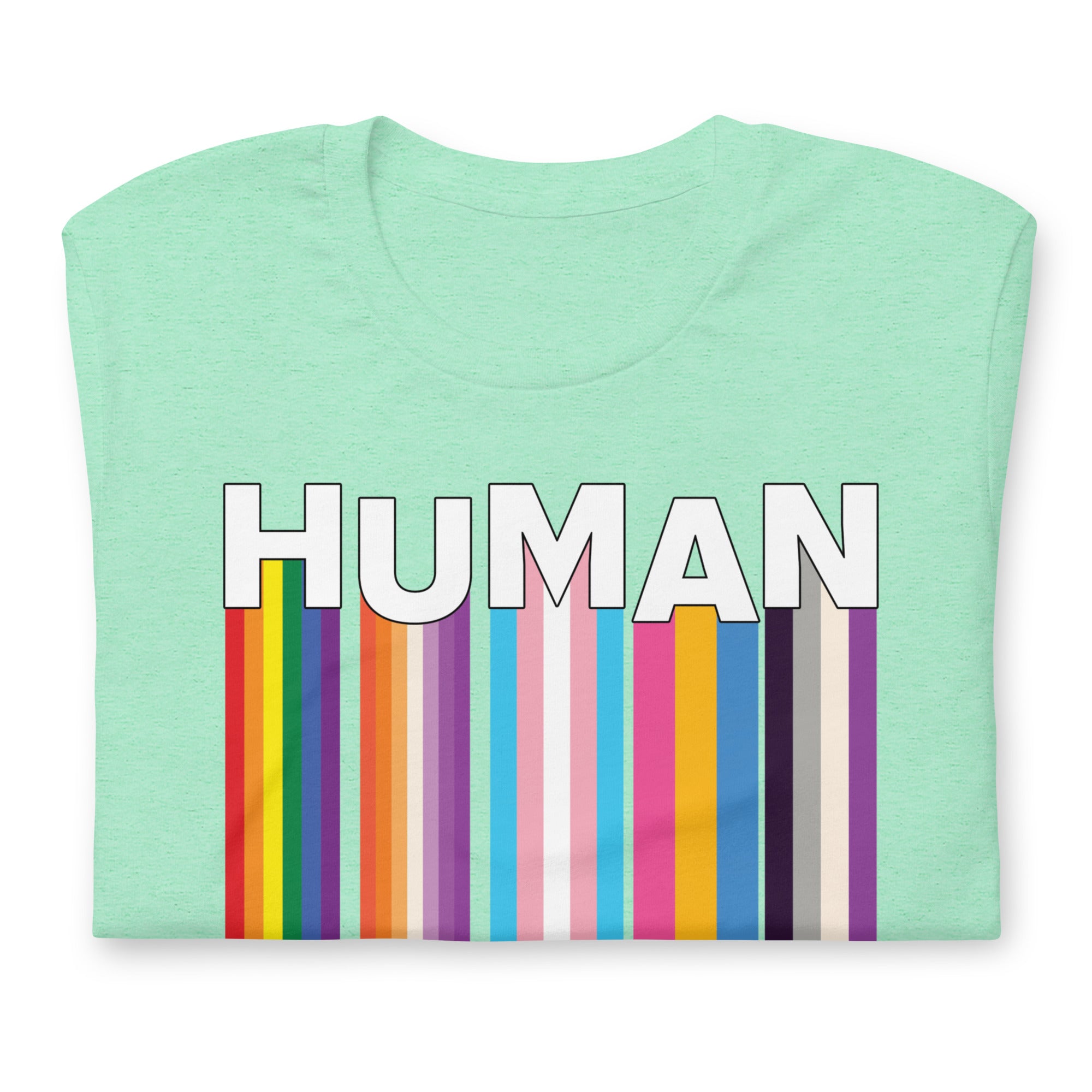 We Are Human Heather Mint T-Shirt Folded - BackRoomGear - your LGBTQI Gay Kink Apparel Store