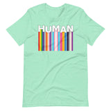 We Are Human Heather Mint T-Shirt Flat - BackRoomGear - your LGBTQI Gay Kink Apparel Store