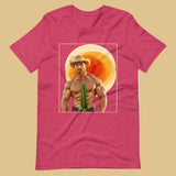 Cact-Ass Cowboy heather raspberry T-Shirt flat - BackRoomGear - your LGBTQI Gay Kink Apparel Store