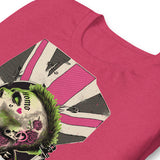 Folded Heather raspberry t-shirt with a homosexual punk pink and green graphic design - Queer Punk Anthem t-shirt - gay rebel graphic tee by BackRoomGear