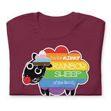 Folded maroon Kinky Rainbow Sheep T-Shirt – LGBTQ+ Kink Pride Tee – Gay pride shirts collection – LGBTQ+ pride t-shirts US UK – Made-to-order gay apparel