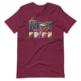 Kink-Pride-Maroon Flat Shirt - backroom gear - Kink Belongs at Pride T-Shirt – Bold LGBTQ+ Kink Pride Tee – Gay pride shirts collection – LGBTQ+ pride t-shirts US UK – Made-to-order gay apparel