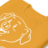 folded Mustard yellow Happy Little Piss Pig t-shirt - watersports kink pride LGBTQ+ tee by BackRoomGear
