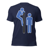 Navy blue Cruisin' gay culture t-shirt with retro cruising graphic - LGBTQ+ pride apparel by BackRoom Gear