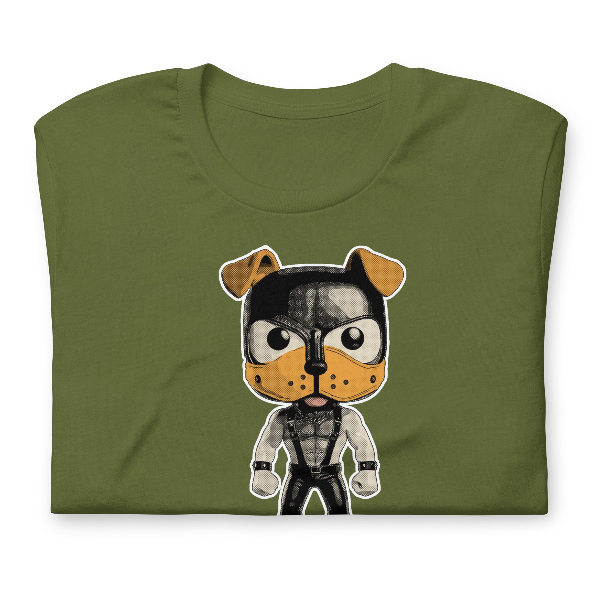 folded olive green T-Shirt – Gay Puppy Play LGBTQ+ Tee – Gay pride shirts collection – LGBTQ+ pride t-shirts US UK – Made-to-order gay apparel