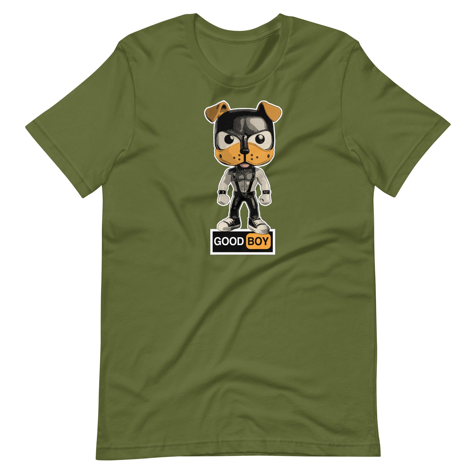 Olive green T-Shirt – Gay Puppy Play LGBTQ+ Tee – Gay pride shirts collection – LGBTQ+ pride t-shirts US UK – Made-to-order gay apparel