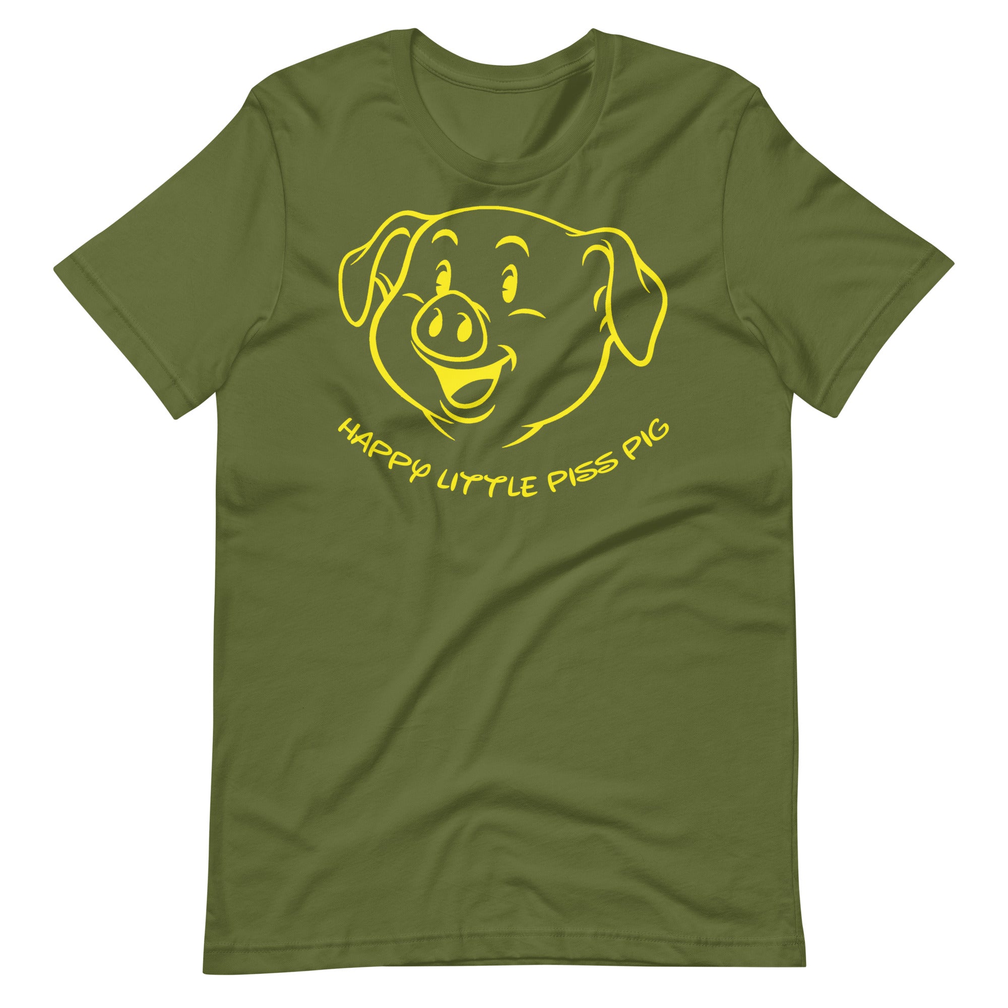 Olive Happy Little Piss Pig t-shirt - watersports kink pride LGBTQ+ tee by BackRoom Gear