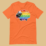 Orange Kinky Rainbow Sheep T-Shirt – LGBTQ+ Kink Pride Tee – Gay pride shirts collection – LGBTQ+ pride t-shirts US UK – Made-to-order gay apparel