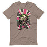 Pebble gray t-shirt with a homosexual punk pink and green graphic design - Queer Punk Anthem t-shirt - gay rebel graphic tee by BackRoomGear