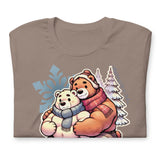 Gay bear shirt in pebble grey with hibernating bear couple folded - Cuddly Bear Winter T-Shirt – Cozy Gay Bear Pride Snuggles – LGBTQ+ pride t-shirts US UK – Gay pride shirts collection – Made-to-order gay apparel