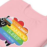 Folded pink Kinky Rainbow Sheep T-Shirt – LGBTQ+ Kink Pride Tee – Gay pride shirts collection – LGBTQ+ pride t-shirts US UK – Made-to-order gay apparel