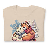 Gay bear shirt in soft cream with hibernating bear couple folded - Cuddly Bear Winter T-Shirt – Cozy Gay Bear Pride Snuggles – LGBTQ+ pride t-shirts US UK – Gay pride shirts collection – Made-to-order gay apparel