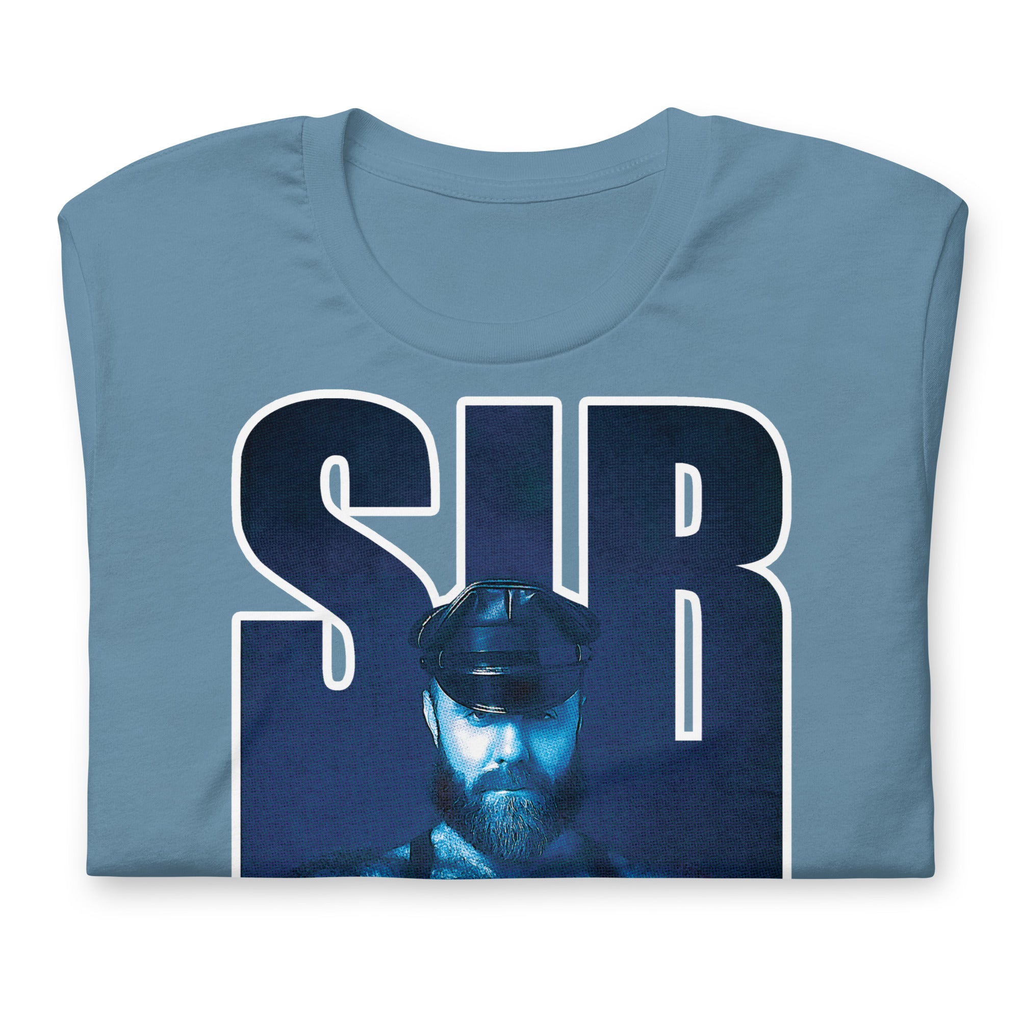 Sir Bear shirt steel blue flat folded - backroomgear - your LGBTQI Gay Kink Apparel Store