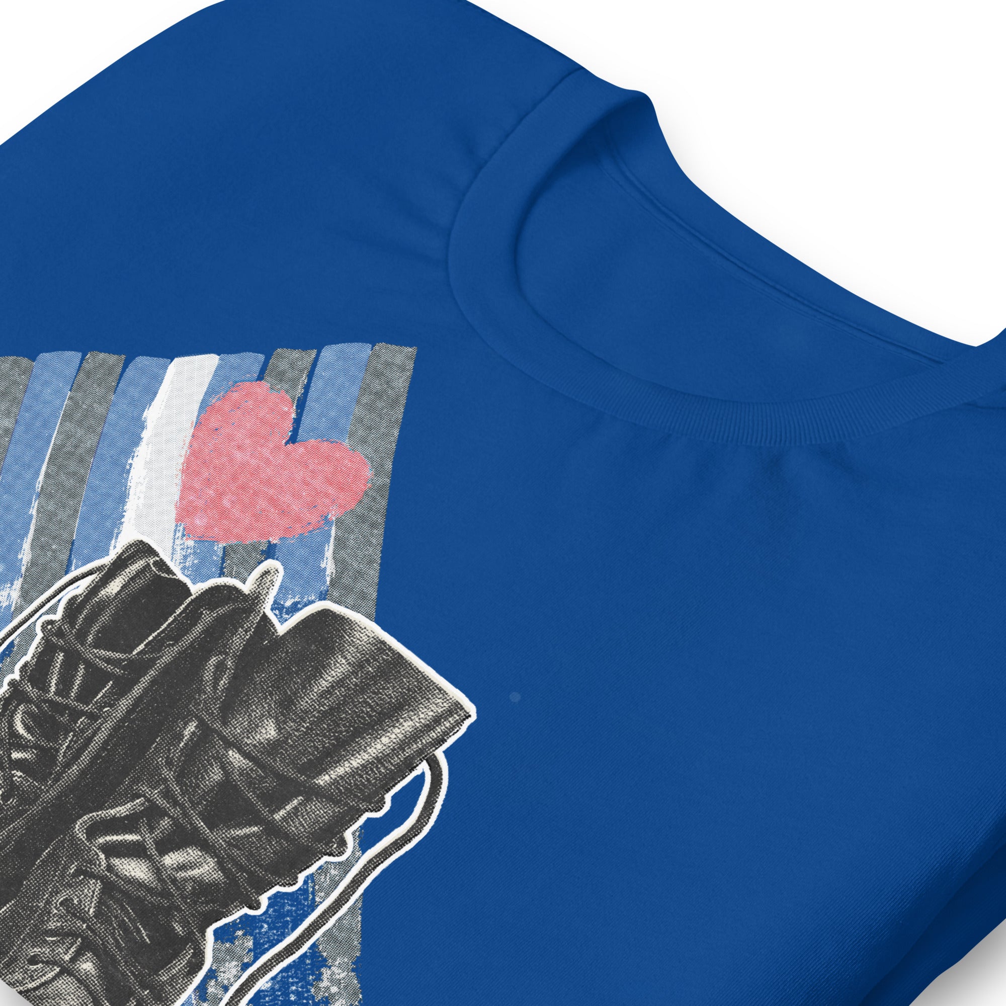 Love Boots True Royal T-Shirt zoomed - BackRoomGear - Love Boots Leather Lover T-Shirt – Gay Leather Pride Tee – LGBTQ+ pride t-shirts US UK – Gay pride shirts collection – Made-to-order gay apparel