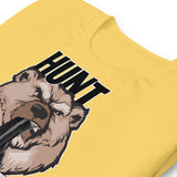 Gay bear shirt Hunt Twinks design detail close-up in yellow