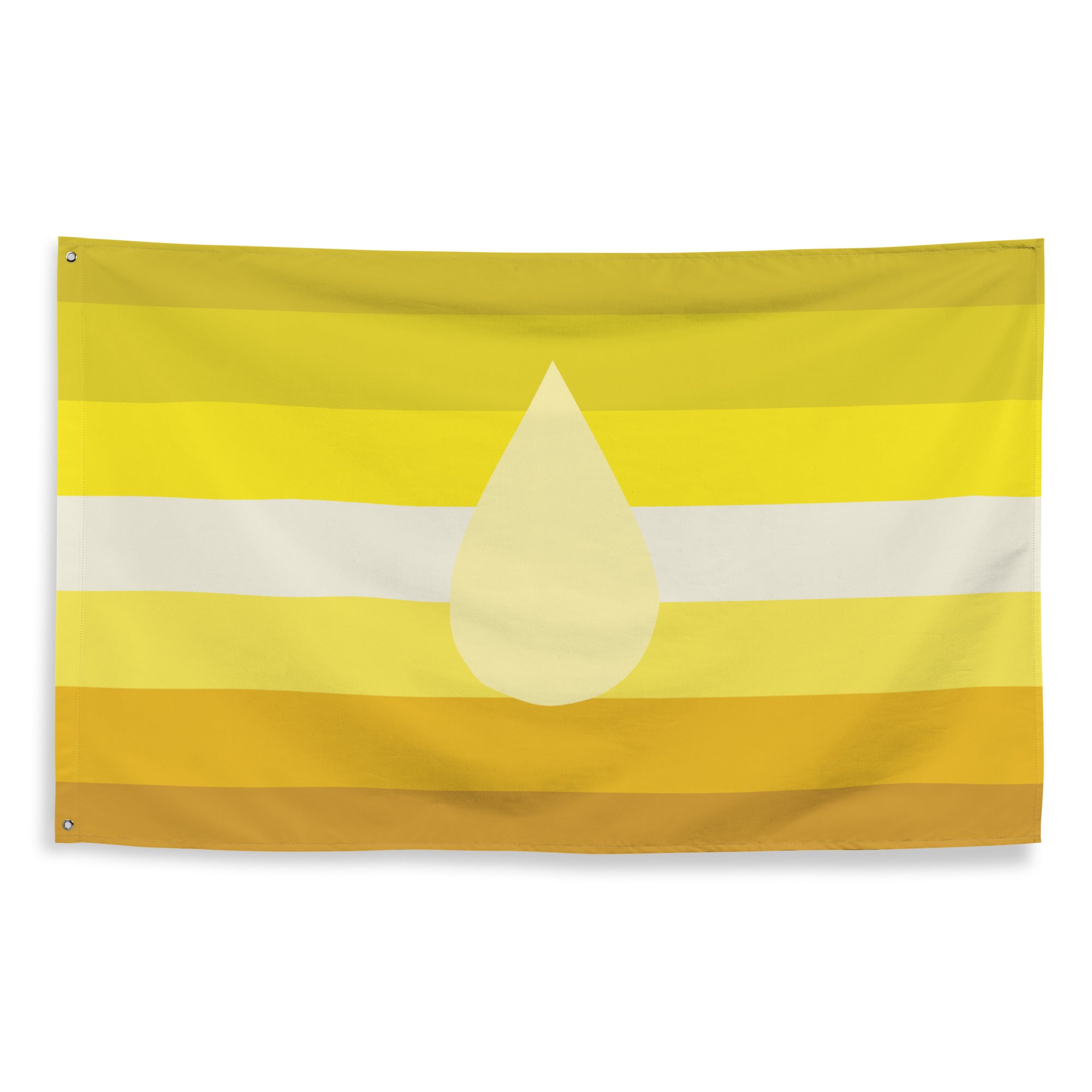 Piss Kink Pride Flag featuring bold yellow stripes and a central drop symbol, representing kink pride flag.