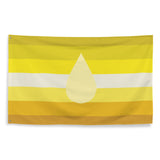 Piss Kink Pride Flag featuring bold yellow stripes and a central drop symbol, representing kink pride flag.