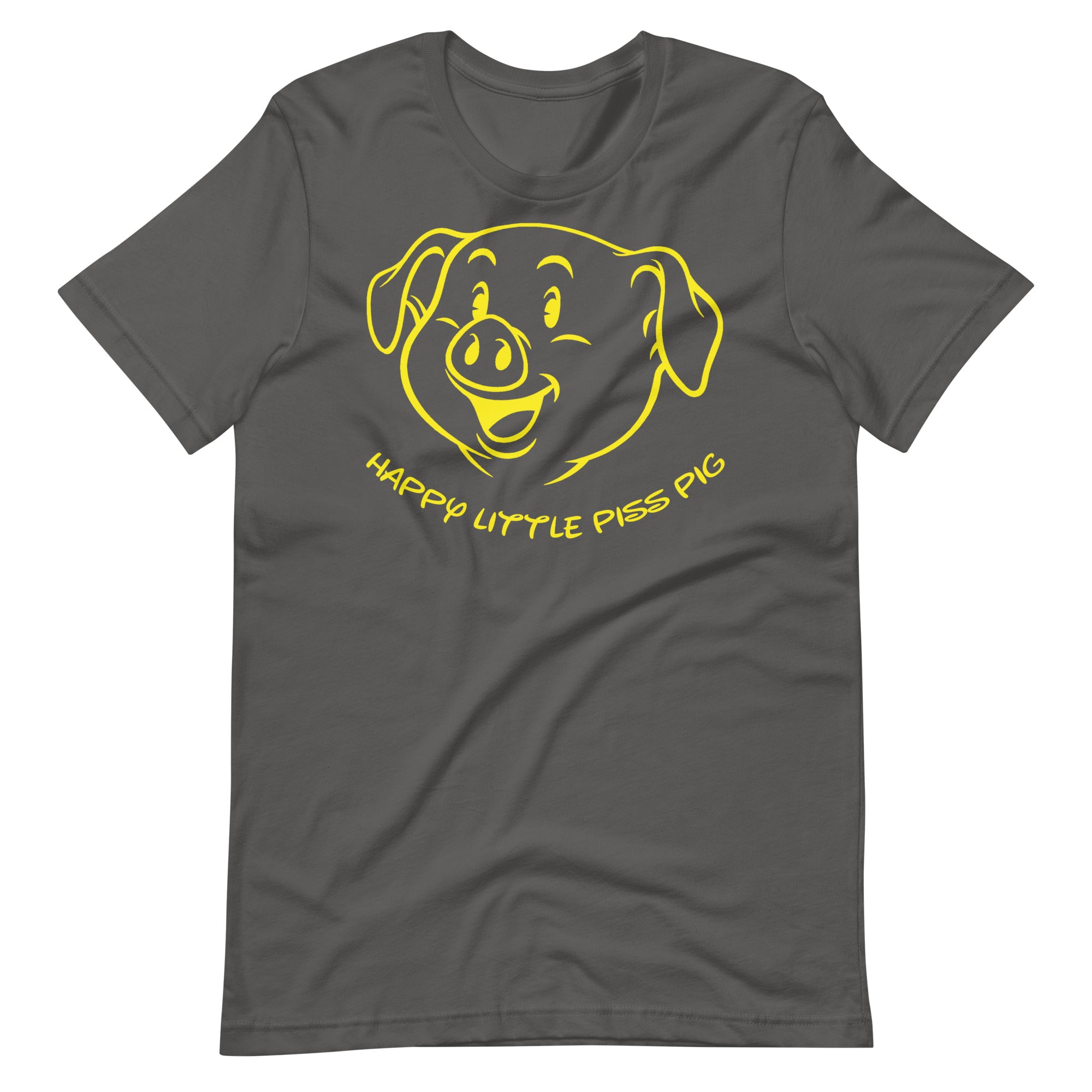 Asphalt Grey Happy Little Piss Pig t-shirt - watersports kink pride LGBTQ+ tee by BackRoomGear