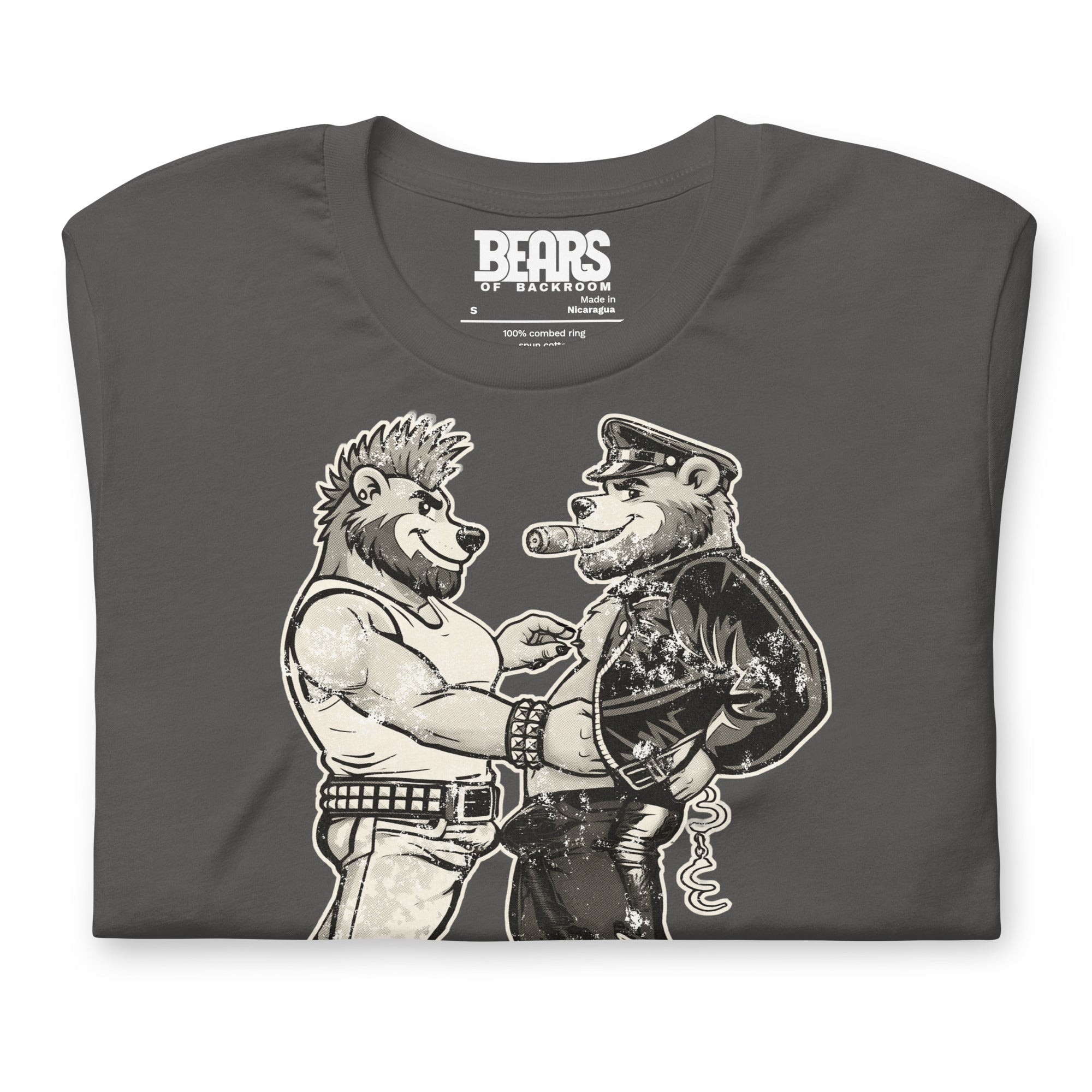 Bears of Backroom Leather & Punk Bear Tee – alternate front view, asphalt t-shirt
