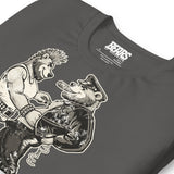 Bears of Backroom Leather & Punk Bear Tee – close-up of Bear distressed graphic print, asphalt