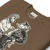 Bears of Backroom Leather & Punk Bear Tee – close-up of Bear graphic print, heather brown
