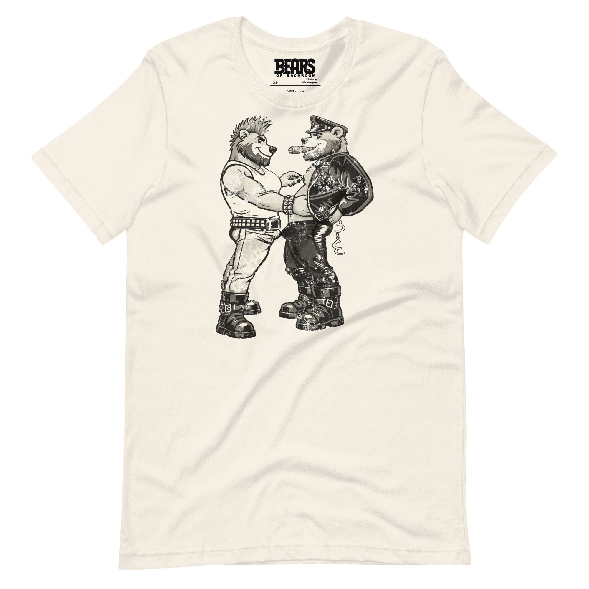 Bears of Backroom Leather & Punk Bear Tee – front view, vintage white unisex t-shirt