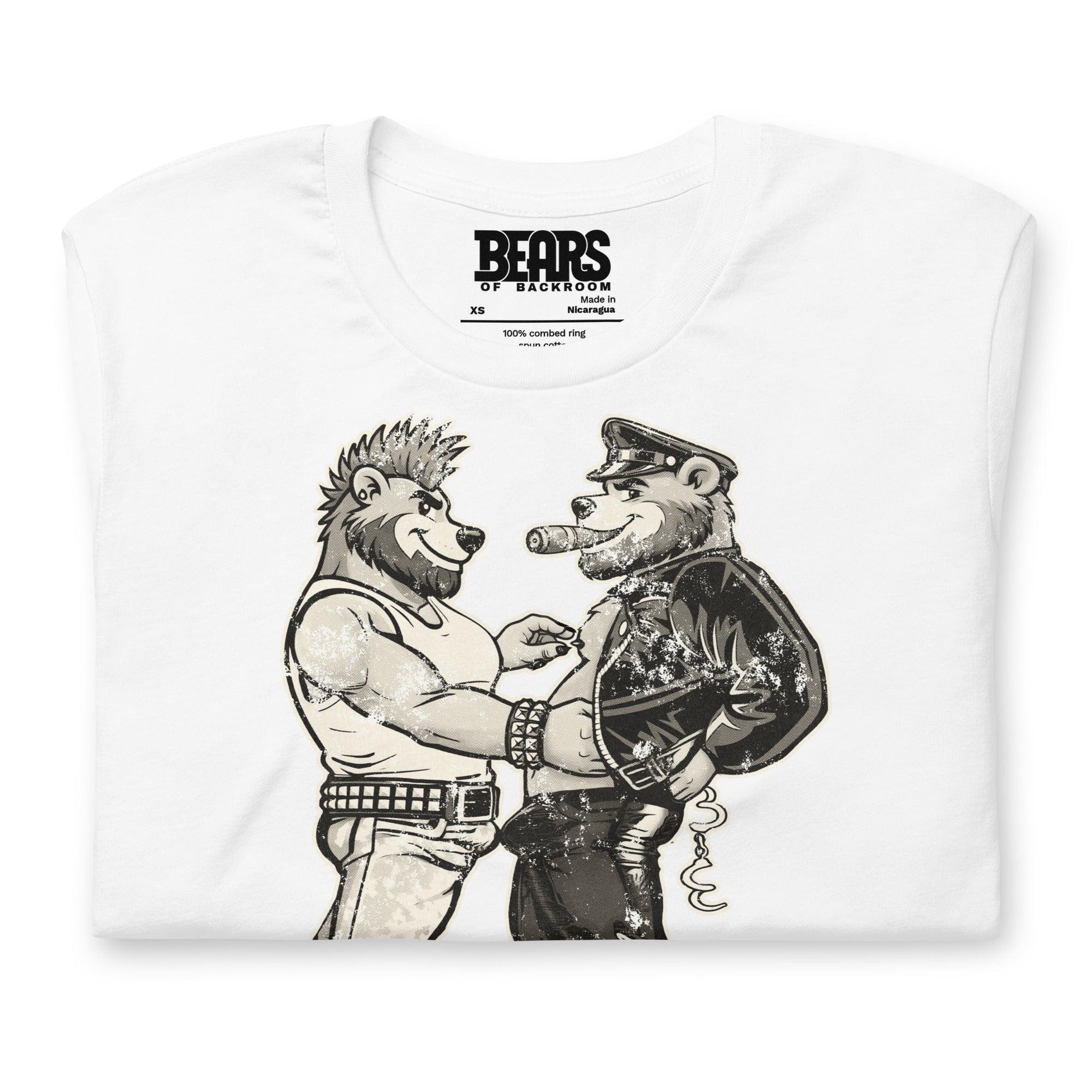Bears of Backroom Leather & Punk Bear Tee – alternate front view, white t-shirt folded