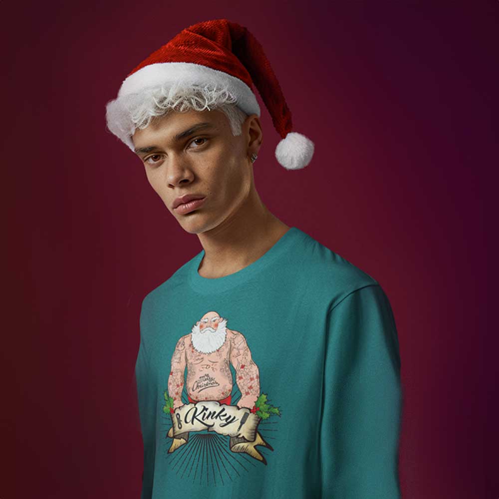 Kinky Santa Clause Christmas Long Sleeve Tee Funny Holiday Sweatshirt