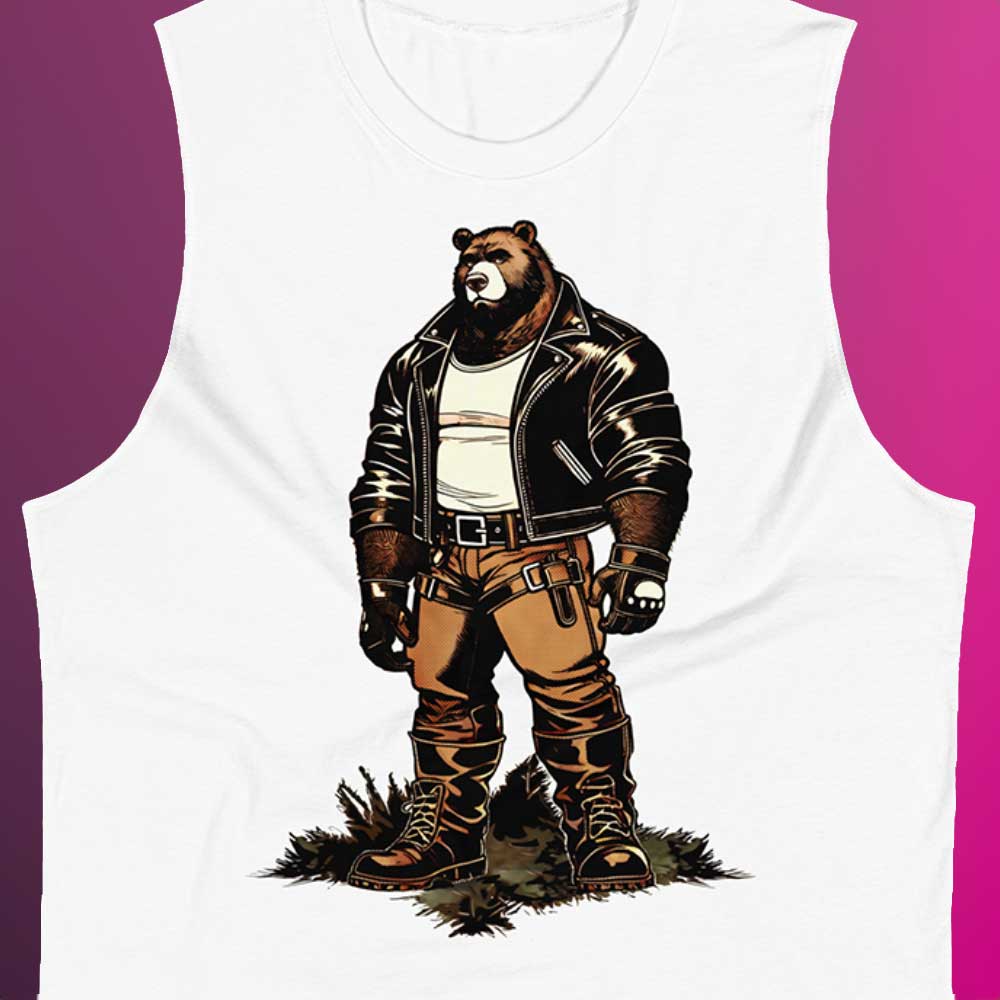 Leather Daddy Bear Muscle Shirt | Gay Pride Bear Community Tee