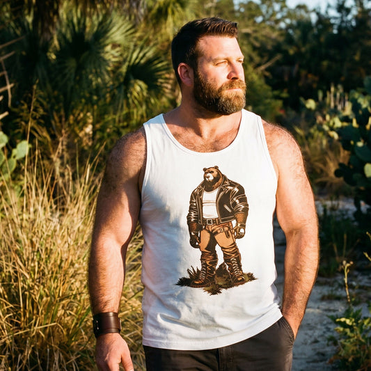 Leather Daddy Bear Muscle Tank | Gay Pride Bear Community Tank Top